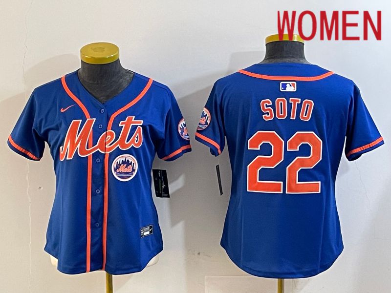 Women New York Mets #22 Soto Blue Game 2024 Nike MLB Jersey style 5